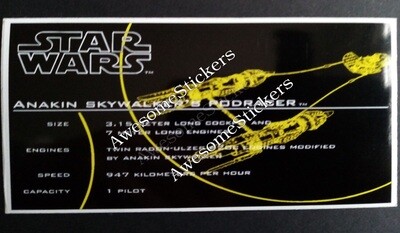 LEGO Star Wars Anakin Skywalker&#39;s Podracer UCS custom  repro sticker DIE CUT