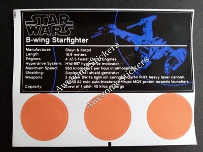 LEGO Star Wars B Wing Starfighter UCS custom  repro sticker B-Wing DIE CUT