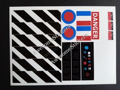 Action Man Helicopter custom repro sticker sheet DIE CUT