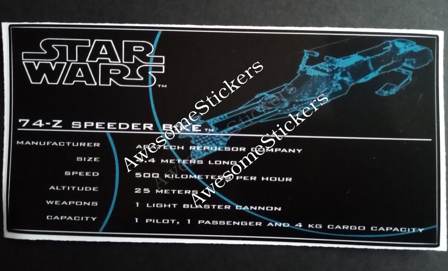 LEGO Star Wars Speeder Bike UCS custom repro sticker DIE CUT