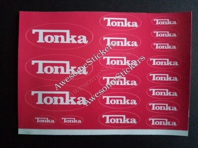 Tonka custom repro stickers sheet measures 11 x 7.4 cm DIE CUT
