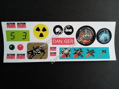 Action Man Electronic Command Centre interior custom repro stickers DIE CUT