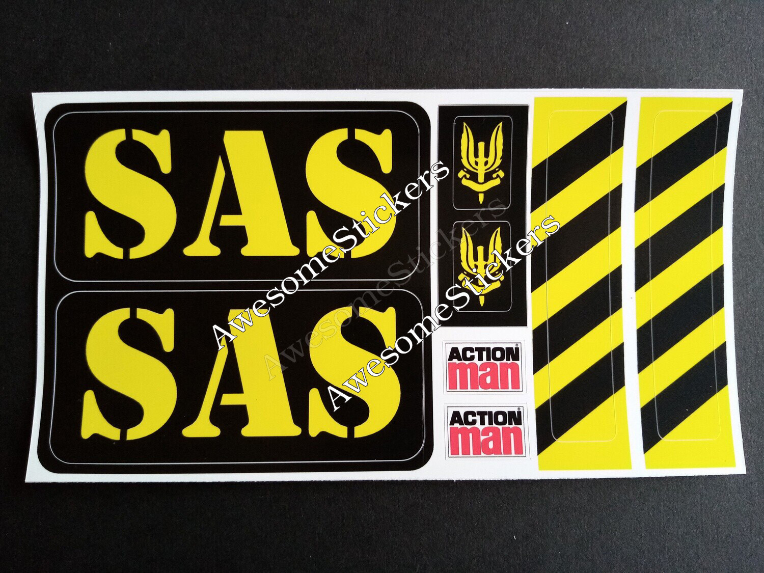 Action Man S.A.S Pod custom repro stickers labels decals DIE CUT