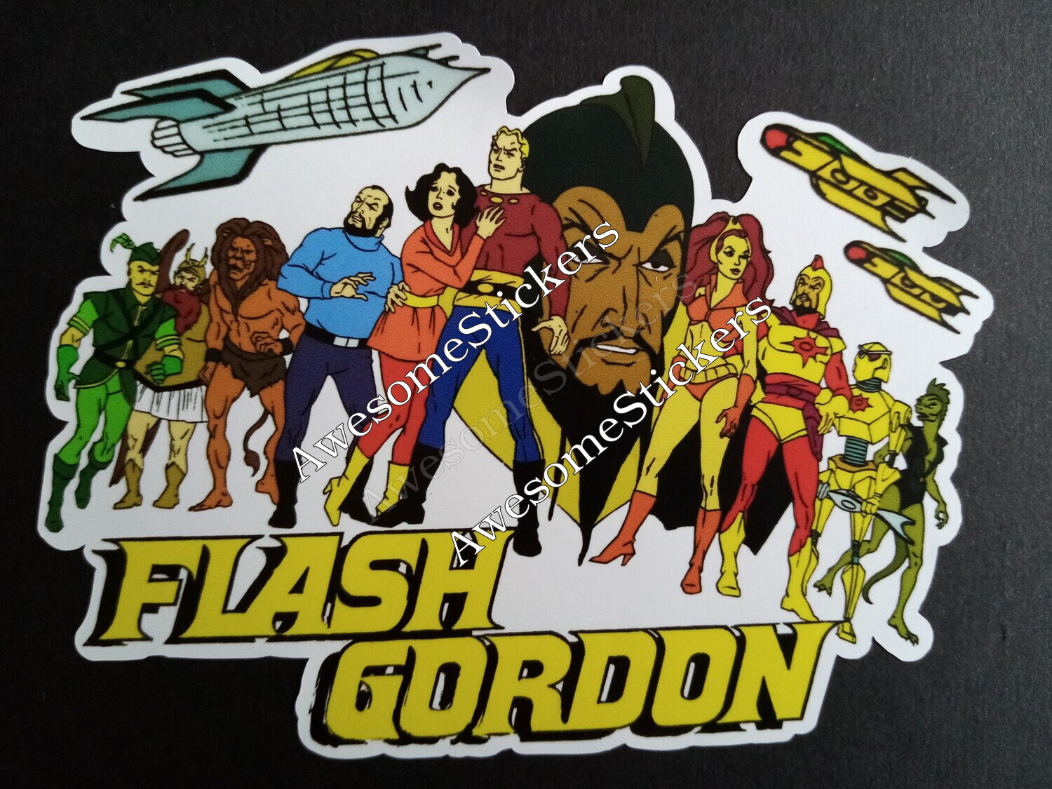 Flash Gordon custom repro sticker decal measures 11 x 8.5 cm DIE CUT