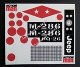 Action Man 1985 M-286 Combat Jeep custom repro stickers labels decals DIE CUT