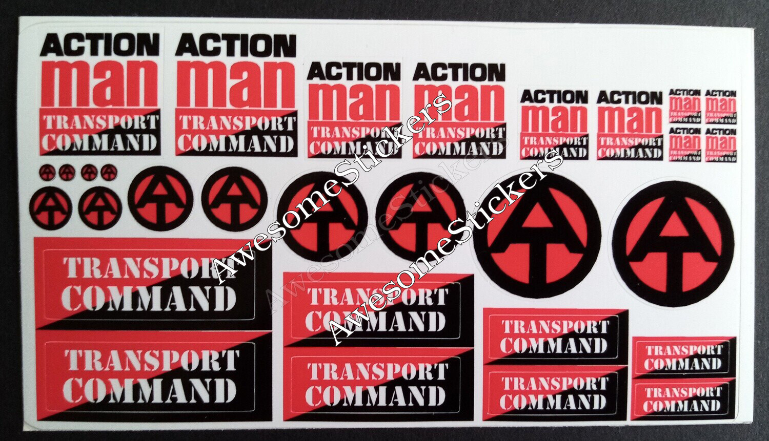Action Man Action Team Transport Command set of custom repro stickers DIE CUT