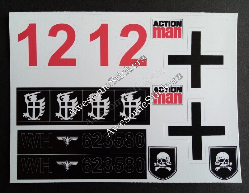 Action Man German Armoured Car custom repro stickers labels decals DIE CUT