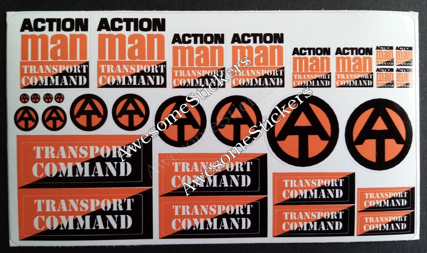 Action Man Action Team Transport Command set of custom repro stickers DIE CUT