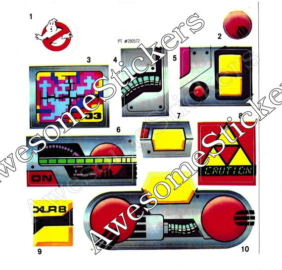 Ghostbusters 80&#39;s kids cos play Proton Pack custom set of stickers DIE CUT