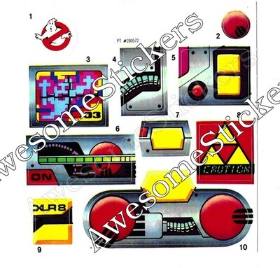 Ghostbusters 80&#39;s kids cos play Proton Pack custom set of stickers DIE CUT