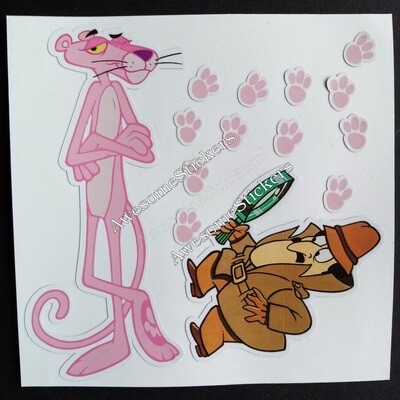 The Pink Panther &amp; Inspector Clouseau fun custom repro sticker decal sheet is 10 x 10 cm DIE CUT