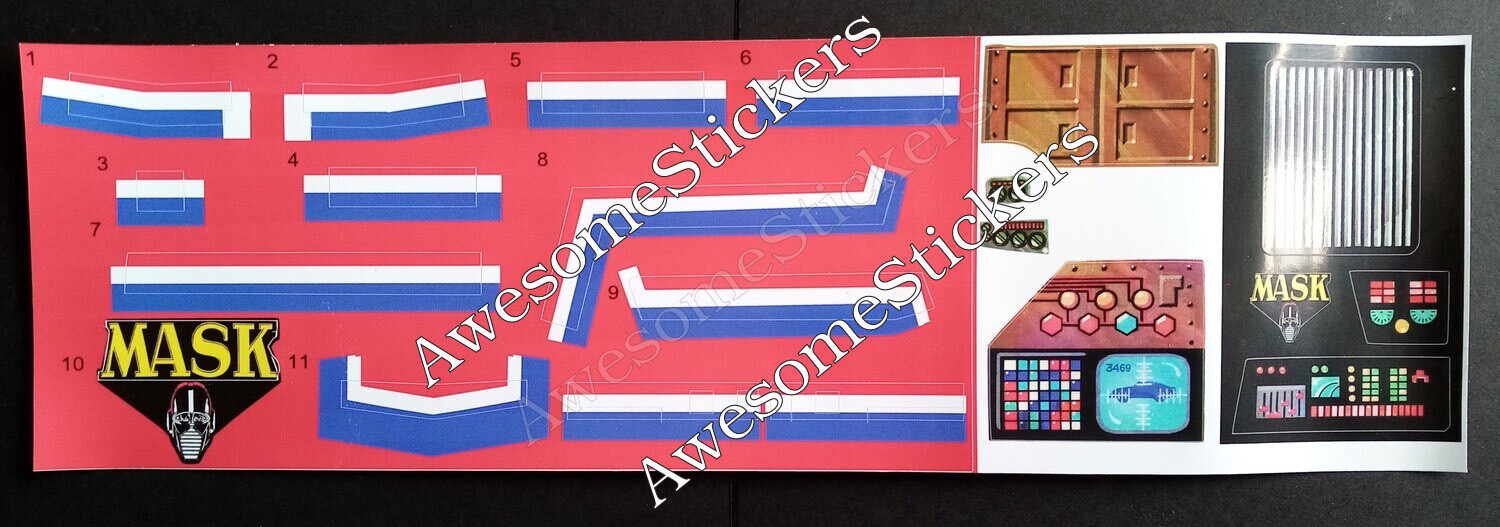 M.A.S.K. Rhino MASK custom repro stickers labels DIE CUT