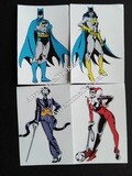 Classic Batman, Batwoman, Joker and Harley Quinn custom repro stickers each sheet 10  x 6.5 cm DIE CUT