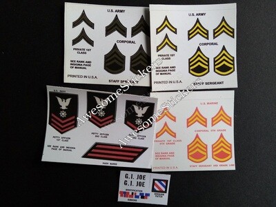 Action Man/GI Joe insignia/emblem custom repro stickers on white MATT vinyl DIE CUT