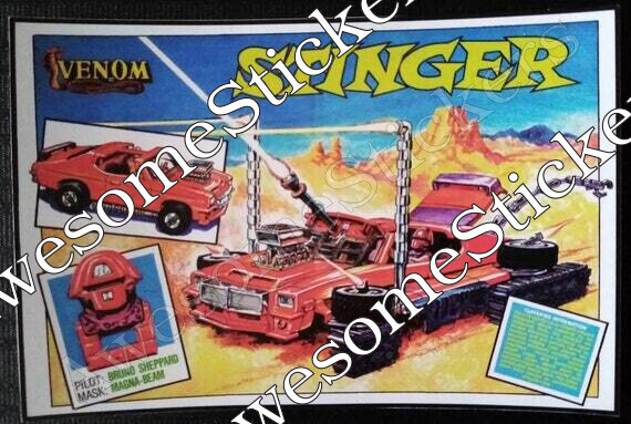 M.A.S.K. Stinger mini poster vintage style custom repro sticker 6&quot; x 4&quot;
