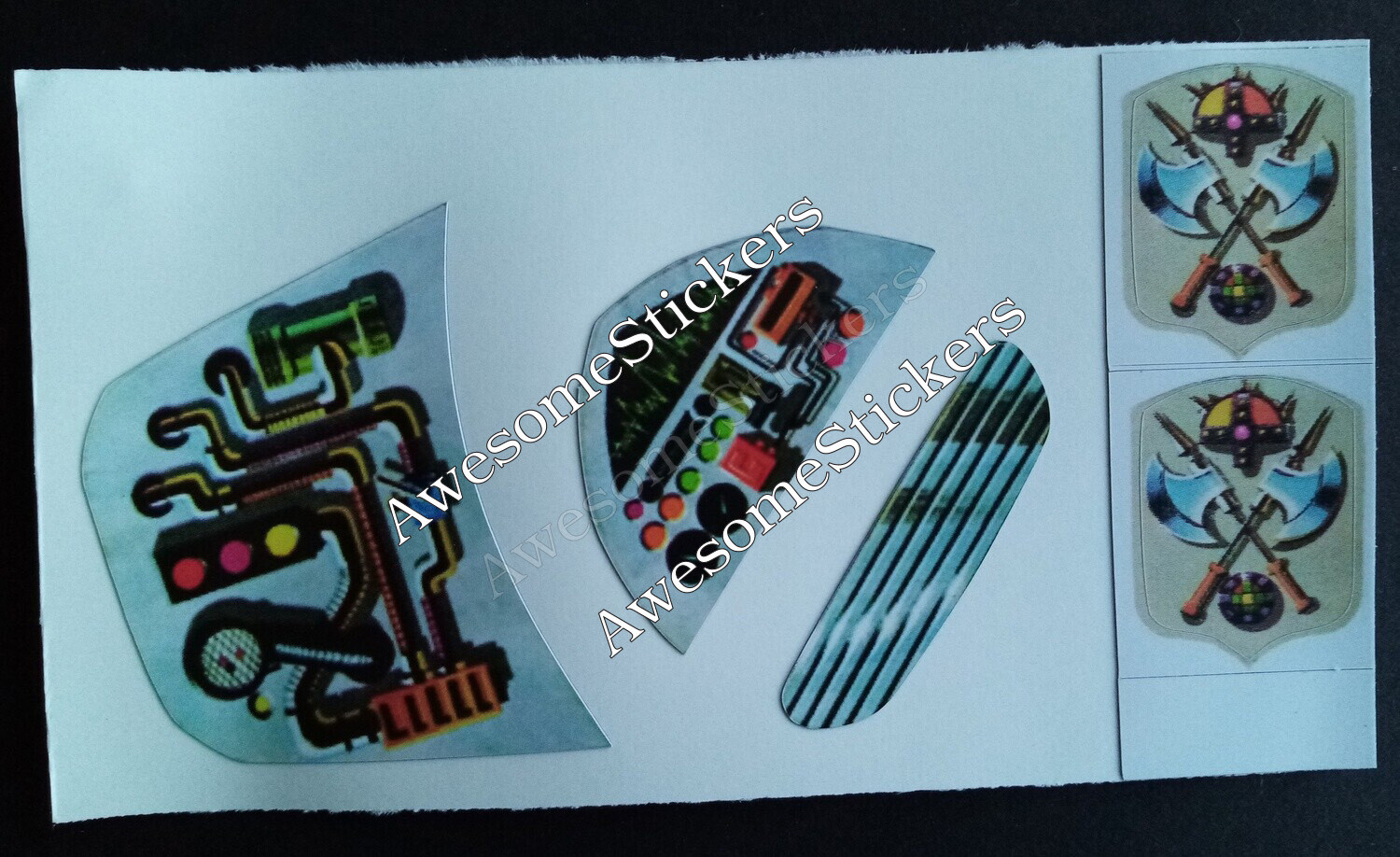 MOTU Stridor with shields He Man vtg custom repro stickers labels decals DIE CUT