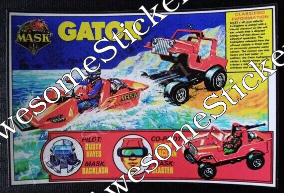 M.A.S.K. Gator mini poster vintage style custom repro sticker 6&quot; x 4&quot;
