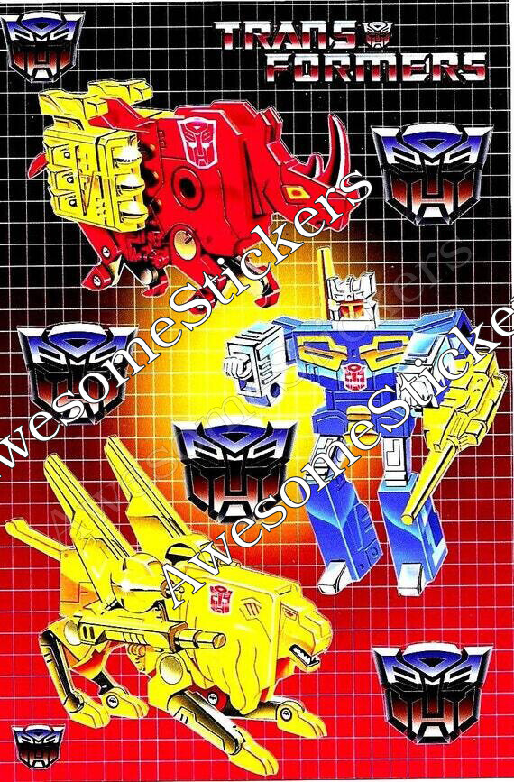 Transformers Eject Rambone Steeljaw characters 15 x 11 cm custom repro sticker sheet DIE CUT
