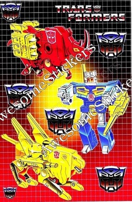 Transformers Eject Rambone Steeljaw characters 15 x 11 cm custom repro sticker sheet DIE CUT