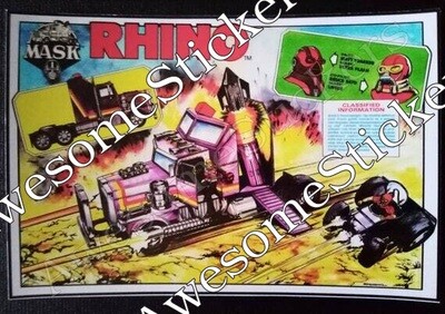 M.A.S.K. Rhino mini poster vintage style custom repro sticker 6&quot; x 4&quot;