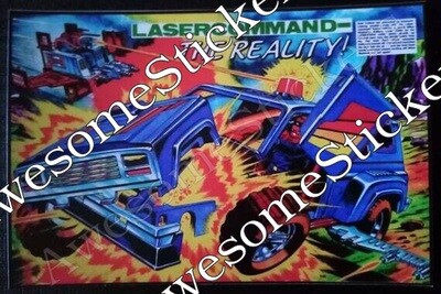 M.A.S.K. Lasercommand &#39;The Reality!&#39; mini poster vintage style custom repro sticker 6&quot; x 4&quot;
