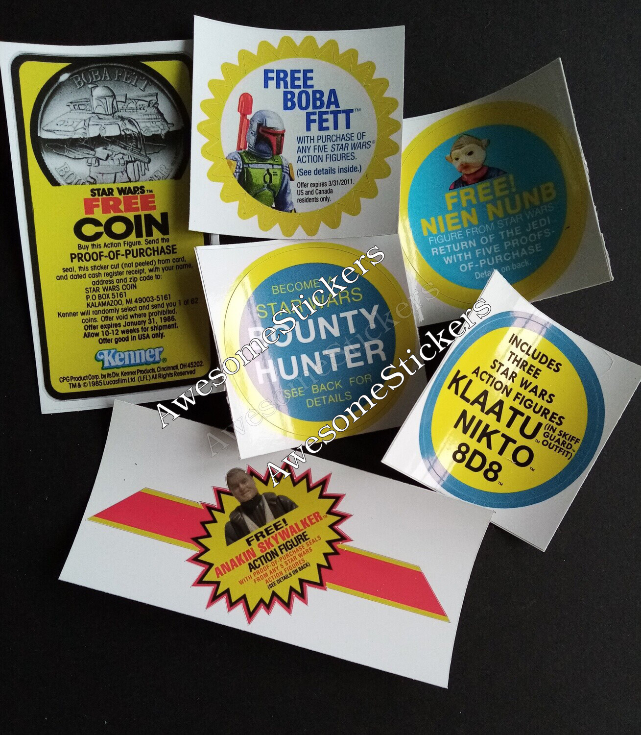 Star Wars custom repro stickers labels x 6 decals DIE CUT