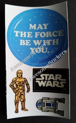 Star Wars May The Force Be With You custom repro sticker label decal 7.5 x 4 cm DIE CUT