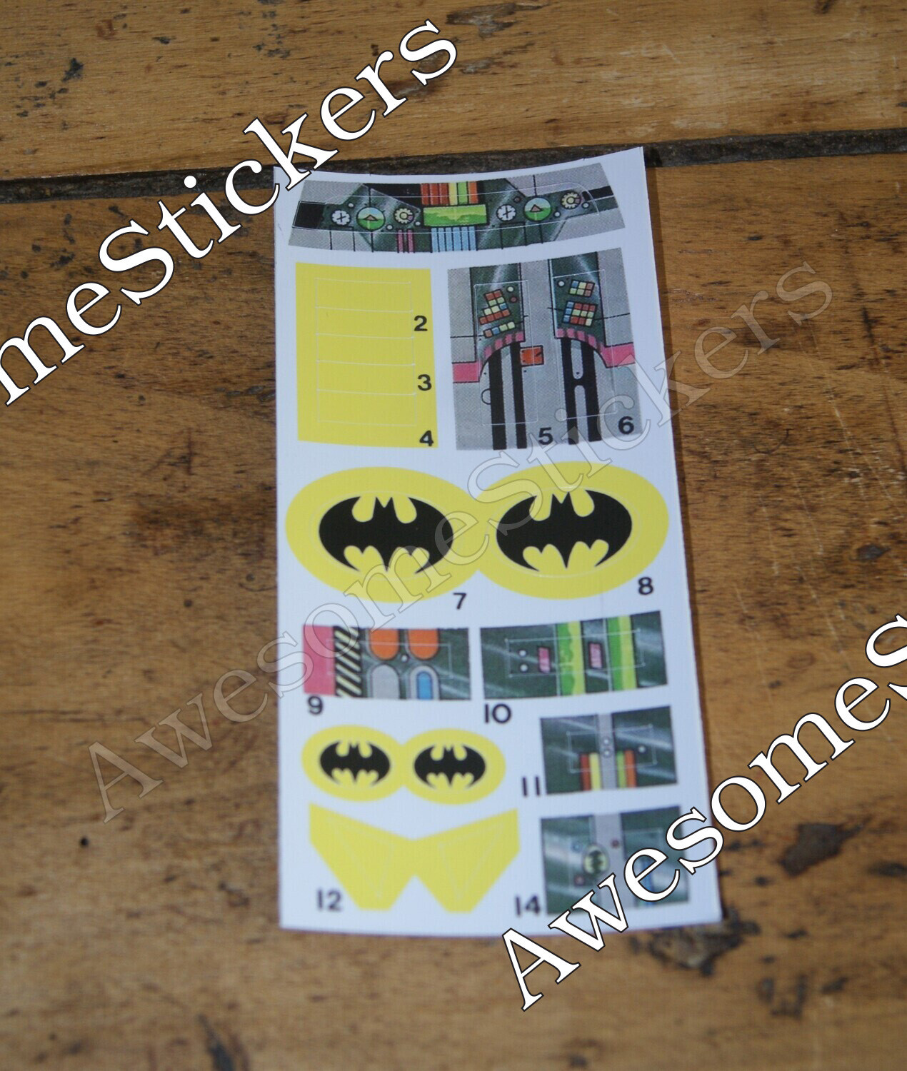 Super Powers Kenner Batmobile vintage custom repro sticker DIE CUT 80&#39;s