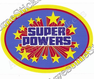 Super Powers logo vintage custom repro sticker DIE CUT 80&#39;s