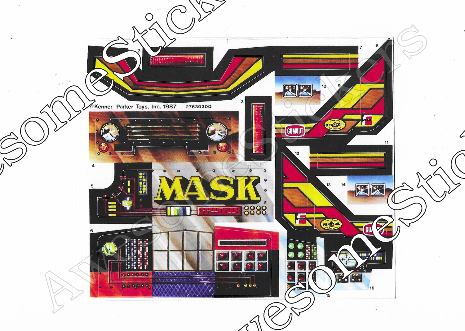 M.A.S.K. Bulldog/Bulldoze MASK custom repro stickers...die cut