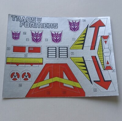 Transformers Blitzwing G1 replacement custom repro sticker sheet DIE CUT