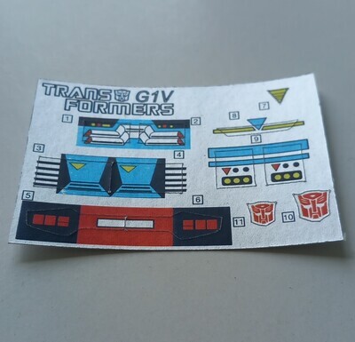 Transformers Autobot Red Alert G1 replacement custom repro sticker sheet DIE CUT