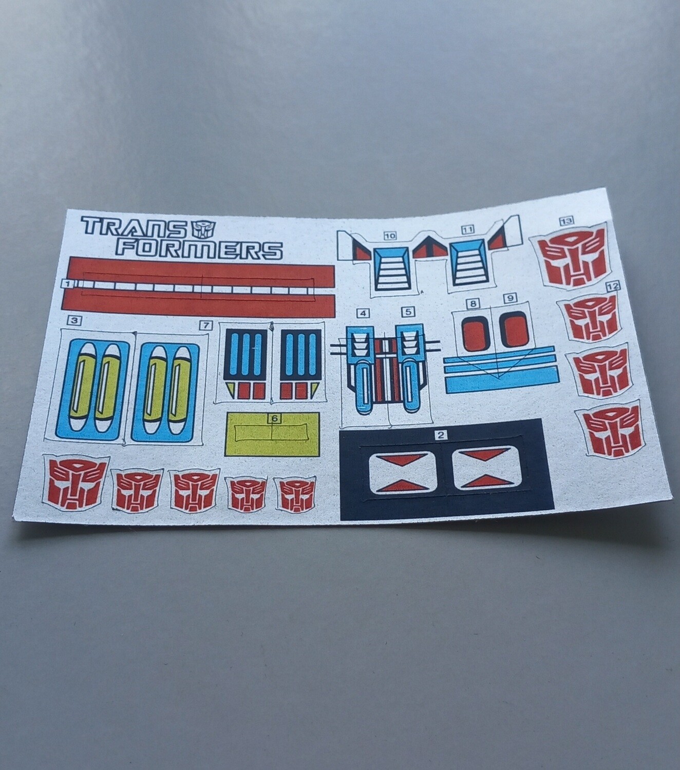 Transformers Autobot Ultra Magnus G1 replacement custom repro sticker sheet DIE CUT