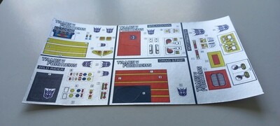 Transformers Decepticon Menasor G1 replacement custom repro sticker sheet DIE CUT