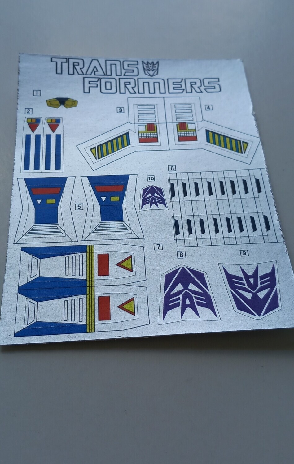 Transformers Decepticon Thundercracker G1 replacement custom repro sticker sheet DIE CUT
