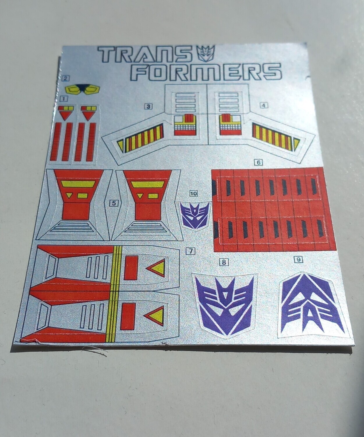 Transformers Decepticon Dirge G1 replacement custom repro sticker sheet DIE CUT