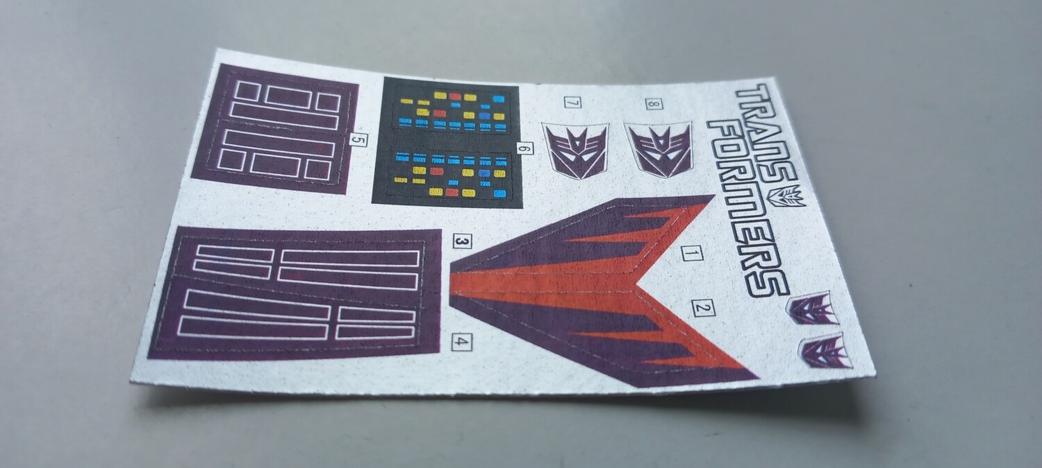 Transformers Decepticon Cyclonus G1 replacement custom repro sticker sheet DIE CUT