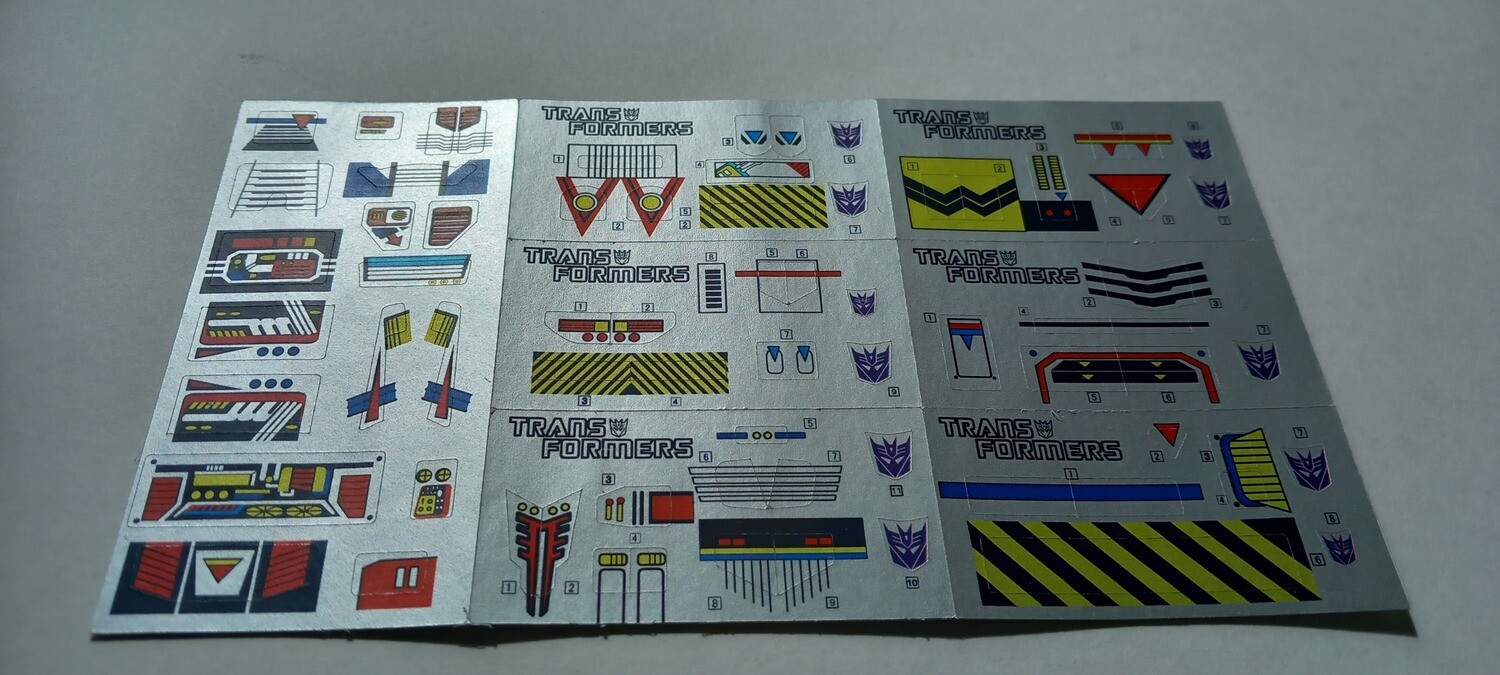 Transformers Decepticon/Constructicons Devastator G1 replacement custom repro sticker sheet DIE CUT