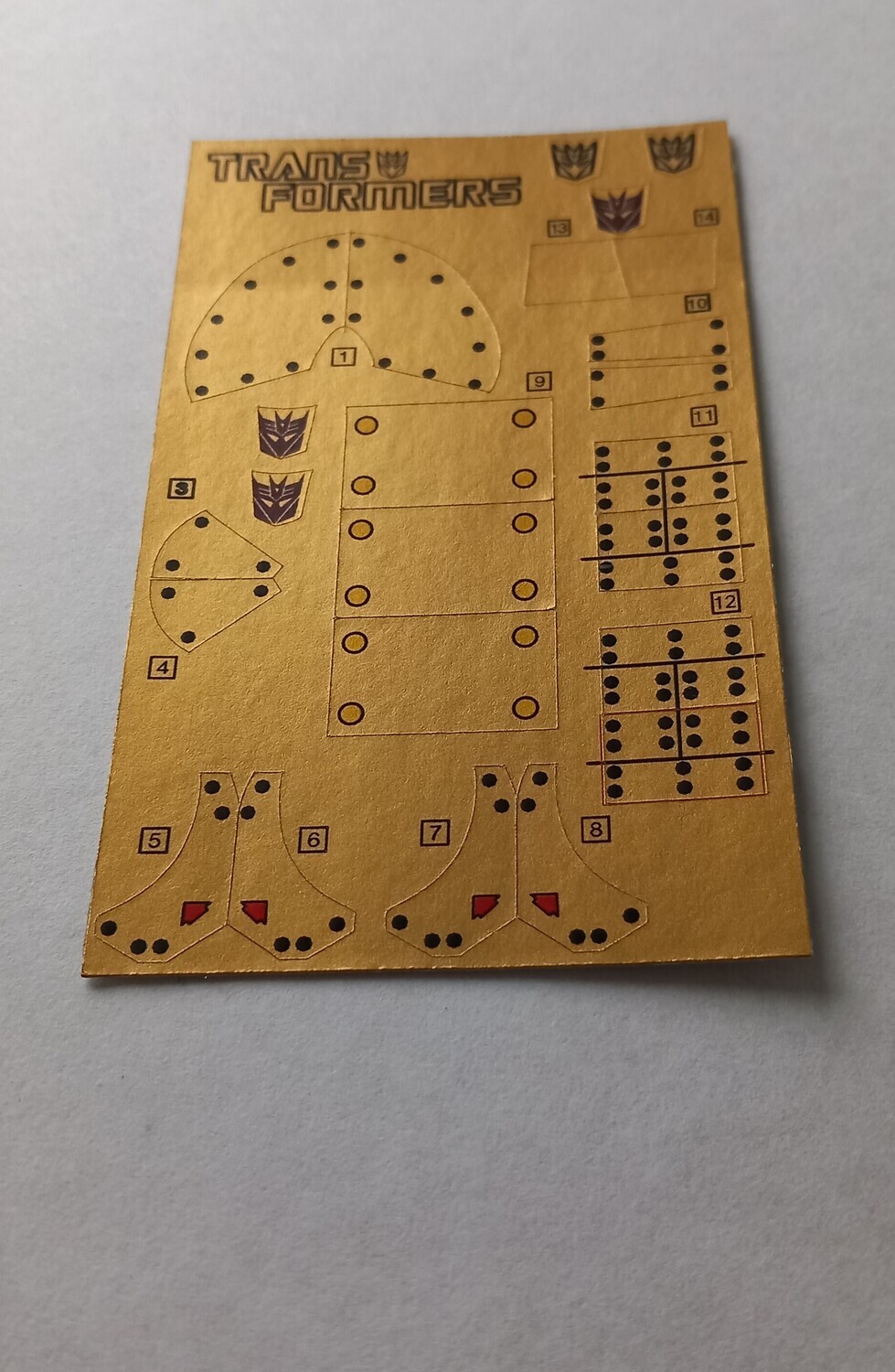 Transformers Decepticon Predacon Rampage G1 replacement custom repro sticker sheet DIE CUT