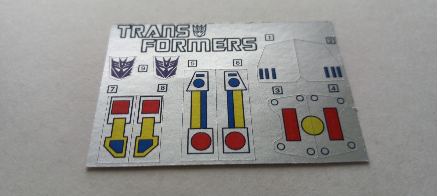 Transformers Decepticon Predacon Tantrum G1 replacement custom repro sticker sheet DIE CUT