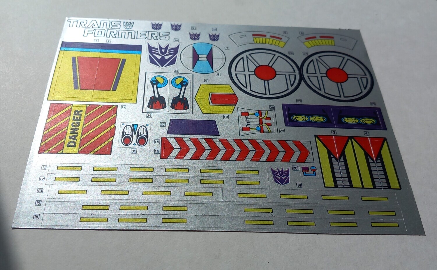 Transformers Decepticon Trypticon G1 replacement custom repro sticker sheet DIE CUT