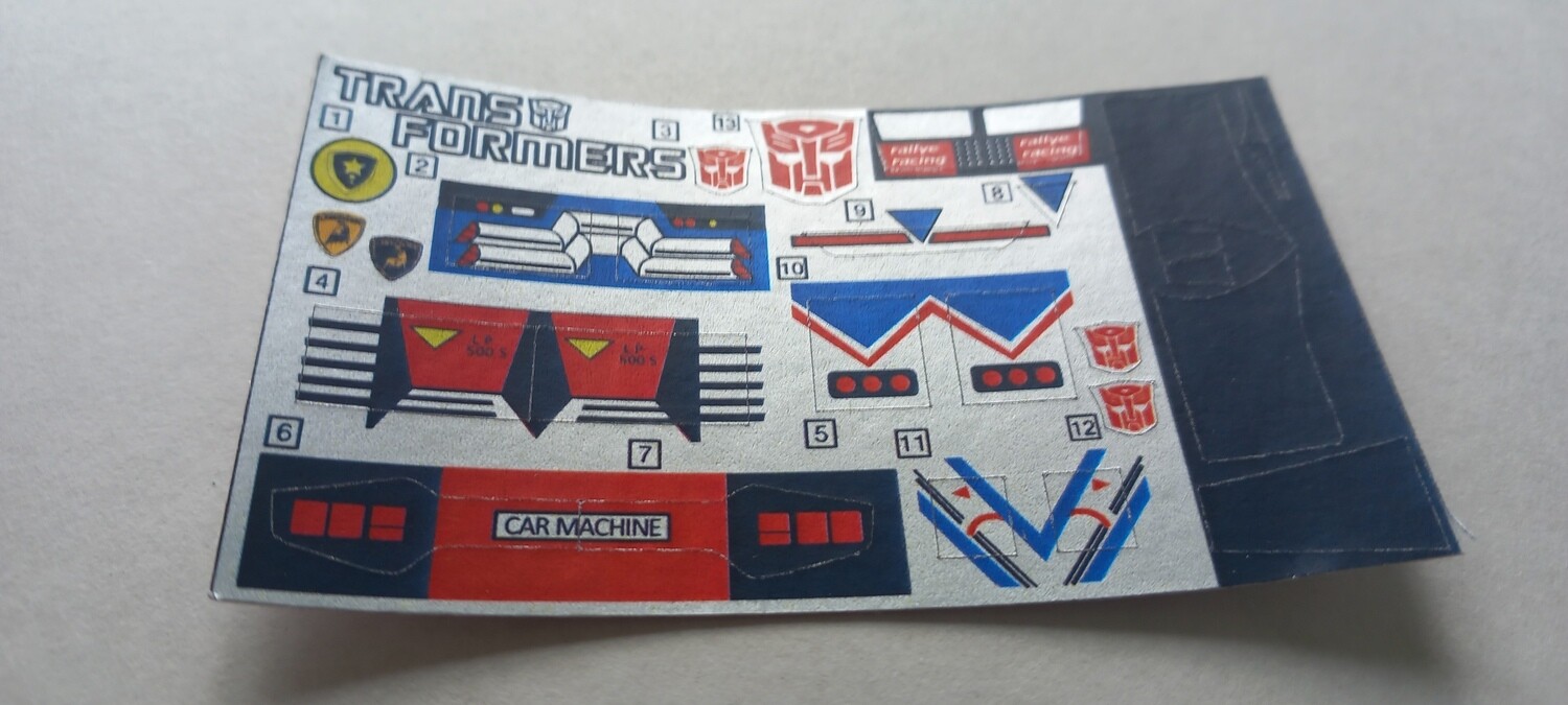 Transformers Autobot Sideswipe G1 replacement custom repro sticker sheet DIE CUT