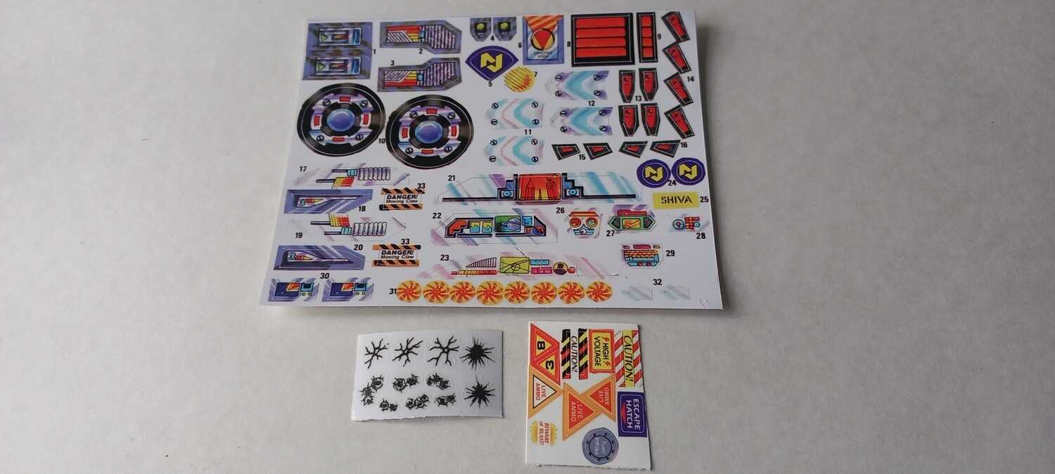 Exosquad General Shiva custom repro vinyl stickers decals labels pre cut replacement  stickers DIE CUT