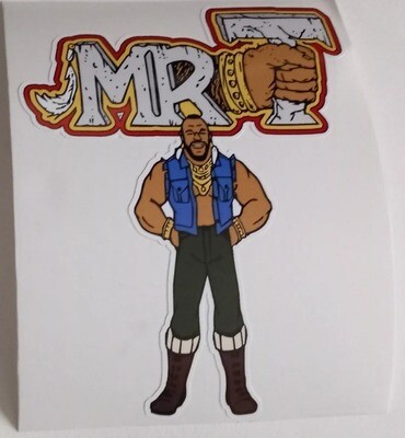 Mr T A-Team character sticker - size 11 x 8cm custom sticker/label/decal on gloss vinyl DIE CUT