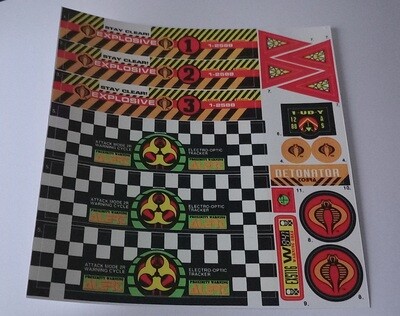 G.I. Joe Detonator &#39;93 custom sticker label decal sheet DIE CUT