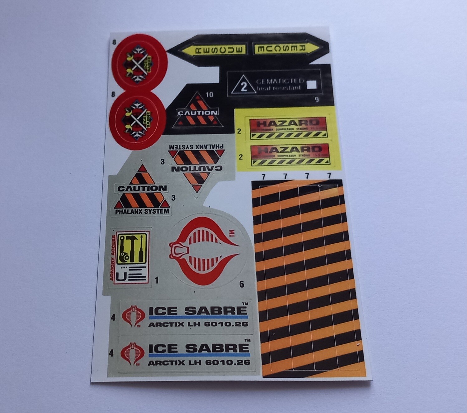 G.I. Joe Ice Sabre &#39;91 custom sticker label decal sheet DIE CUT