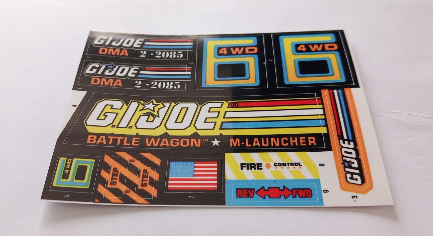 G.I. Joe Battle Wagon &#39;91 custom sticker label decal sheet using white high gloss vinyl all DIE CUT