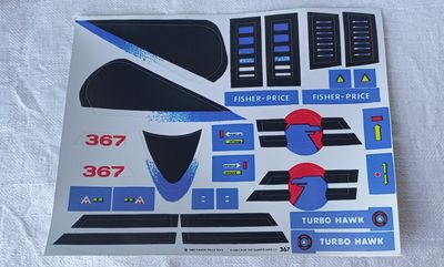 Fisher Price Action People Turbo Hawk vintage custom repro stickers DIE CUT