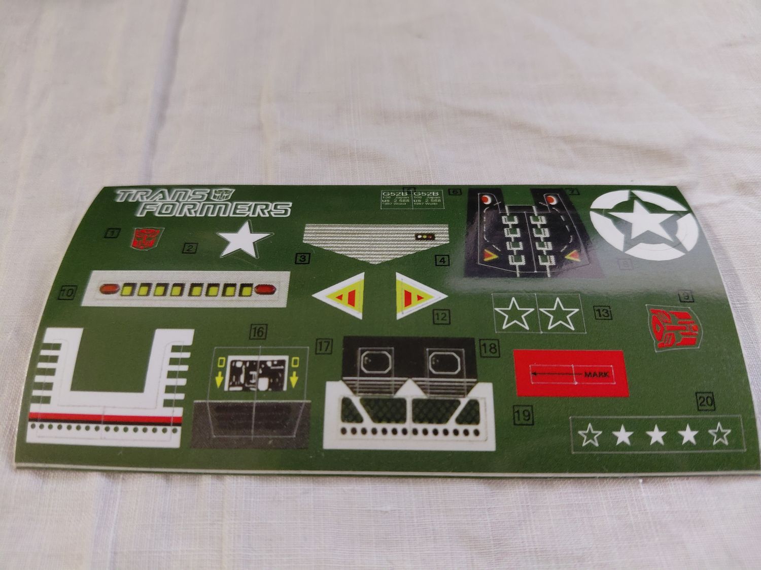 Transformers Autobot Hound G1 replacement custom repro sticker sheet DIE CUT