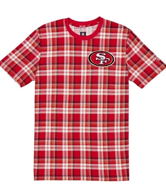 San Francisco 49ers Plaid 2024 New Era 3rd Down NFL T-Shirt Rot